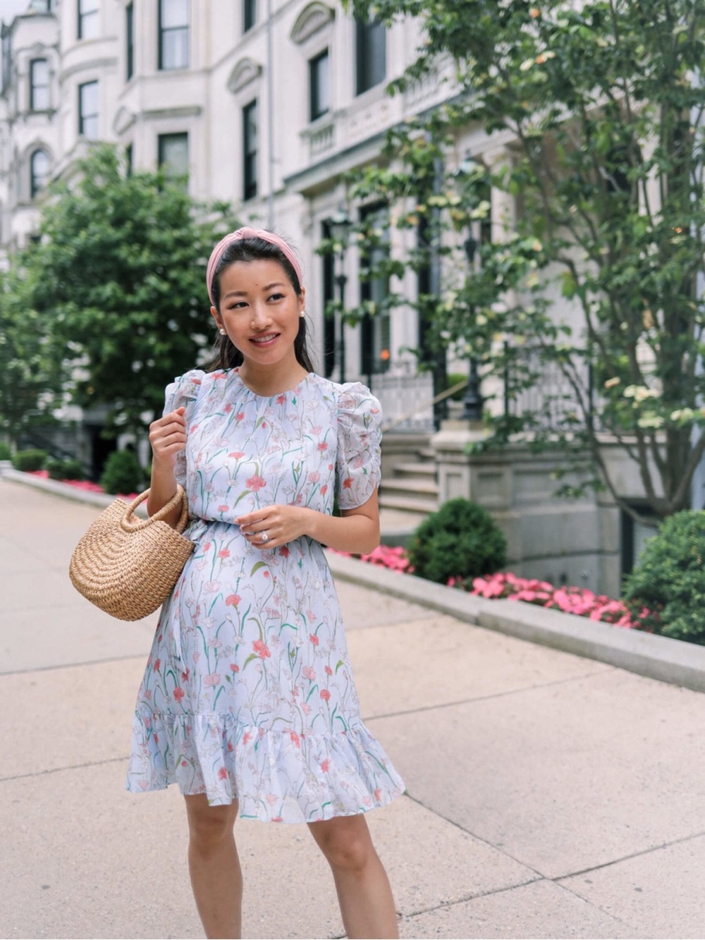 Banana Republic Summer Florals Light Blue Floral Midi Dress
